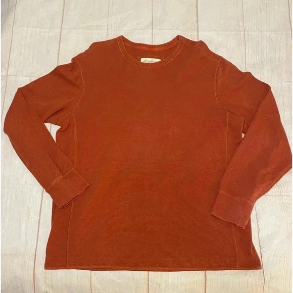 Eddie Bauer Mens XL Crew Neck Long‎ Sleeve Pull Over Sweatshirt Orange - Picture 1 of 9